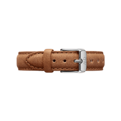 Genuine leather Durham Strap Silver in light brown with visible stitching and a polished silver buckle, designed for a comfortable and stylish upgrade to men’s or women’s watches.