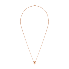 Elan Lumine Necklace Rose Gold featuring a fine adjustable rose gold chain and a round pendant set with sparkling crystals, offering a minimalist and elegant look.