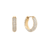 Gold Pavé Crystal Earrings featuring a classic hoop design, set with rows of sparkling cubic zirconia crystals for an elegant, refined finish.