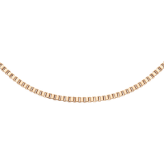 Box Chain Necklace RG featuring a slim, minimalist box chain design in rose gold, crafted from stainless steel with PVD plating for a refined and versatile look.