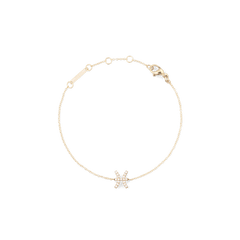 Crystal Zodiac Chain Bracelet Gold featuring a delicate gold chain, adjustable sizing rings, and a claw-set crystal Pisces zodiac charm, designed for a personalised and elegant look.
