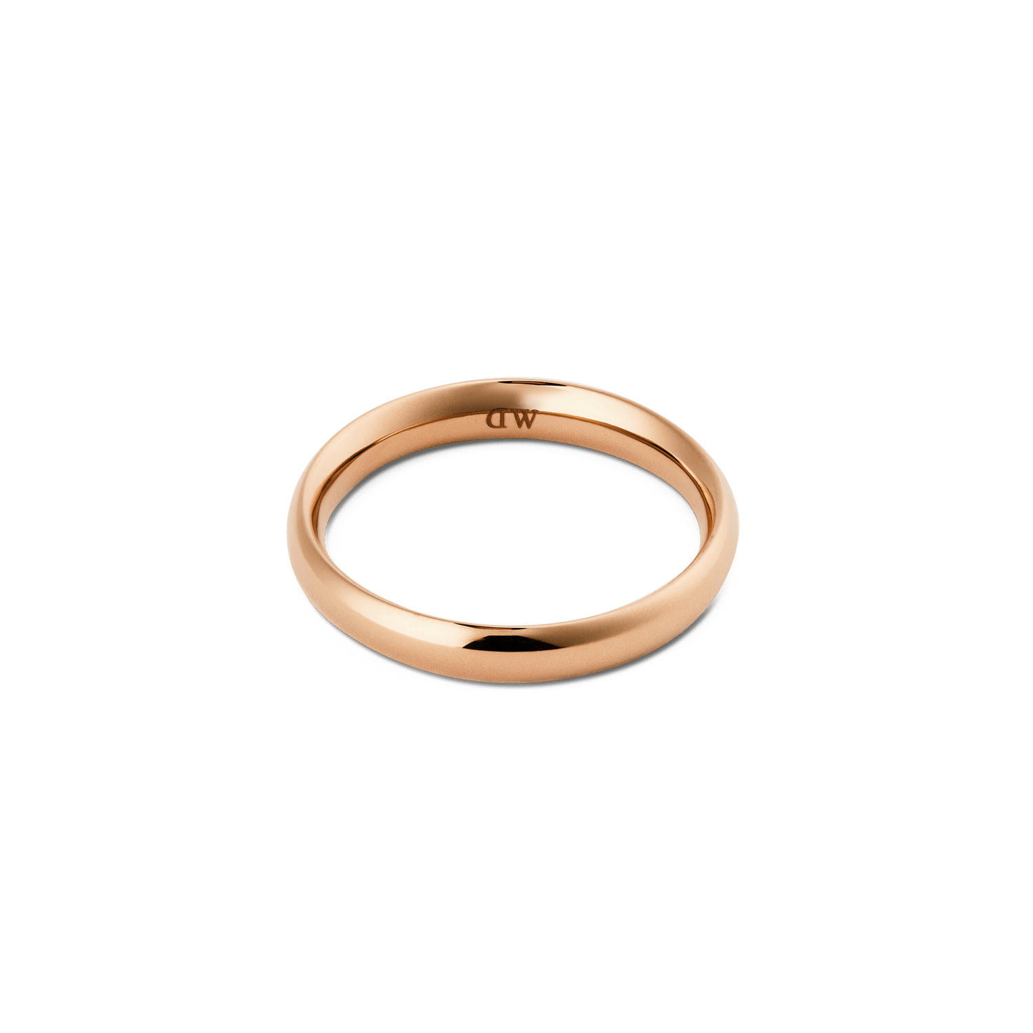 Arch Ring Rose Gold 3.5mm displays a slim, rounded band with a polished rose gold finish, offering a minimalist and elegant style suitable for both men and women.