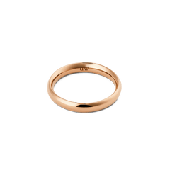 Arch Ring Rose Gold 3.5mm displays a slim, rounded band with a polished rose gold finish, offering a minimalist and elegant style suitable for both men and women.