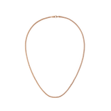 Rose gold mesh chain necklace with a polished finish and lobster clasp, featuring a modern, minimalistic design and comfortable 500mm length.