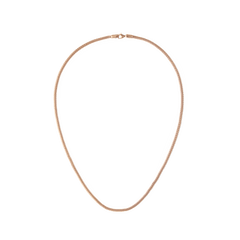 Rose gold mesh chain necklace with a polished finish and lobster clasp, featuring a modern, minimalistic design and comfortable 500mm length.