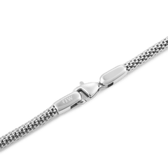 Close-up of the Tide Mesh Bracelet Sterling 2.8, highlighting its polished silver mesh texture and secure lobster clasp, crafted from high quality stainless steel for a refined and comfortable fit.