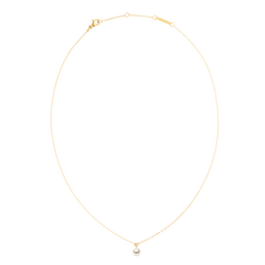 Pearl Necklace Gold with a single Swarovski glass pearl pendant on a fine, adjustable gold-toned chain, designed for a minimalist and elegant look.