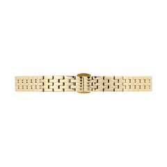 Polished 5-Link Strap Gold watch strap with a butterfly clasp, featuring a slim five-link design and a straight end-piece, crafted from PVD plated 316L stainless steel for a refined and durable finish.