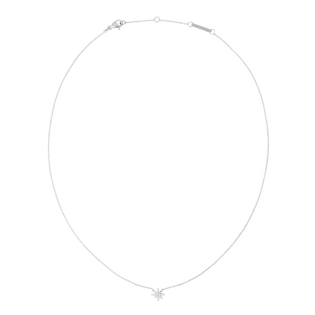 Delicate Mirelle Star Necklace Silver featuring a star-shaped pendant with white cubic zirconia stones on a fine adjustable silver chain, designed for a minimalist and elegant look.