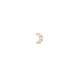 Crystal Moon Stud Gold earring in a petite crescent shape, featuring sparkling cubic zirconia crystals set in polished gold, ideal for minimalist jewellery styling.