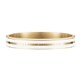Classic Emalie Infinite Gold Satin White bracelet with a polished gold finish, satin white enamel detailing, and subtle Daniel Wellington branding, designed for a sophisticated and versatile look.