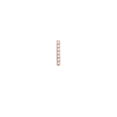 Slim rose gold stud earring featuring a vertical bar set with seven sparkling cubic zirconia crystals, designed for a minimalist and elegant look.