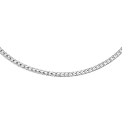 Flat Chain Necklace S in polished silver, featuring a slim, flat link design crafted from 316L stainless steel for a modern and versatile look.