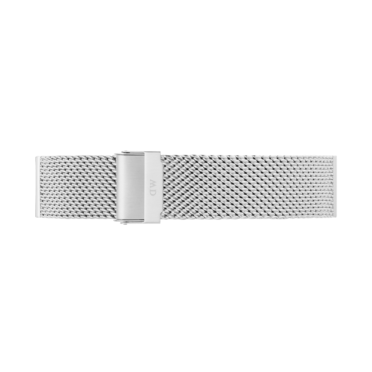 Mesh Sterling Strap Silver in stainless steel with a fine mesh weave and adjustable fold-over clasp, designed for comfort and a modern look.