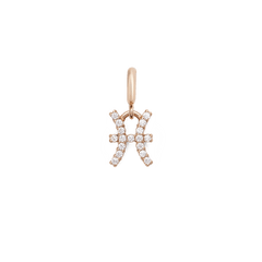 Zodiac Watch Charm Rose Gold featuring the Pisces zodiac symbol, crafted in rose gold and set with sparkling cubic zirconia crystals, designed for easy attachment to watches or bracelets.