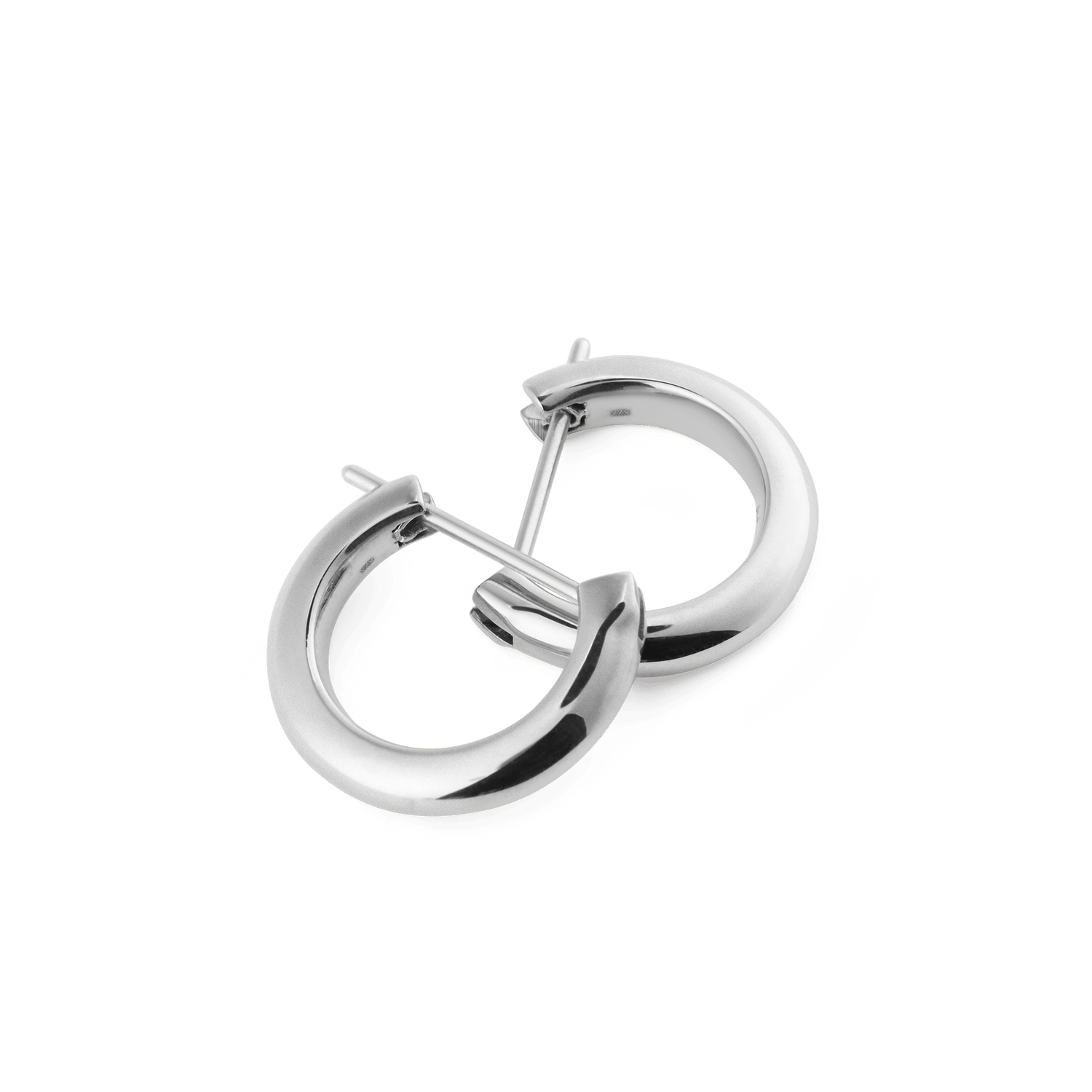A pair of Arch Earring Silver 9mm hoop earrings crafted from polished stainless steel, featuring a smooth curved design, rounded edges, and a secure pin closure.