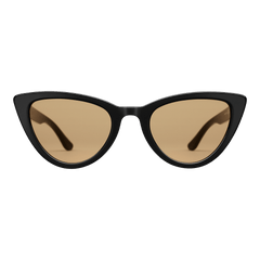 Lynx Bio-Acetate Black/Yellow sunglasses with a sleek black cat eye frame and yellow nylon lenses, offering UV400 protection and a vintage-inspired look.