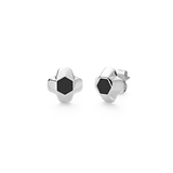 North Star Earrings Small Black Enamel Silver