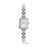Quadro Mini Arch 3-link White Sunray Silver ladies watch featuring a petite rectangular case, minimalist white sunray dial, and polished silver 3-link bracelet, designed for comfortable everyday wear and versatile styling.