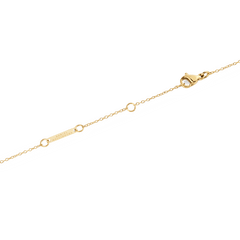 Close-up of the Mirelle Solitaire Necklace Gold showing the adjustable gold chain with multiple fastening loops and a secure clasp, highlighting the fine craftsmanship and delicate finish.