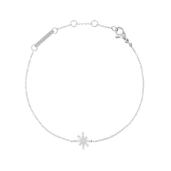 Delicate silver bracelet featuring a fine adjustable chain and a central star motif set with white cubic zirconia crystals, offering a subtle shimmer and refined look.