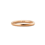 A slim rose gold band ring with a polished finish and rounded edges, featuring a minimalist design that highlights its modern, elegant style.