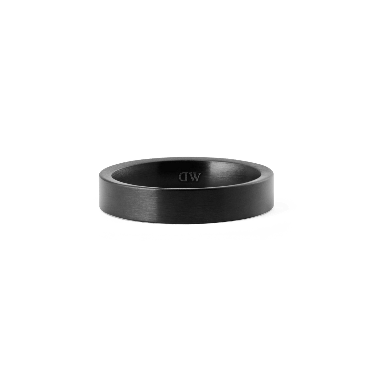Line Ring Brushed Graphite 4.5mm featuring a smooth, matte graphite finish and minimalist profile, crafted from stainless steel with a subtle interior logo detail.