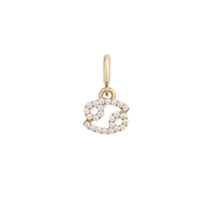 Gold Cancer zodiac watch charm featuring the crab symbol, set with sparkling cubic zirconia crystals in a secure claw setting for versatile use with watches, bracelets, or jewellery stacks.