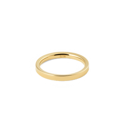 Line Ring Polished Gold 2.5mm displayed flat, featuring a slim gold band with a polished finish and minimalist design, ideal for everyday elegance.