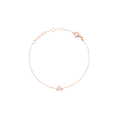 Crystal Zodiac Chain Bracelet Rose Gold featuring a slim rose gold chain with an adjustable clasp and a sparkling crystal Libra zodiac pendant, designed for comfortable everyday wear.