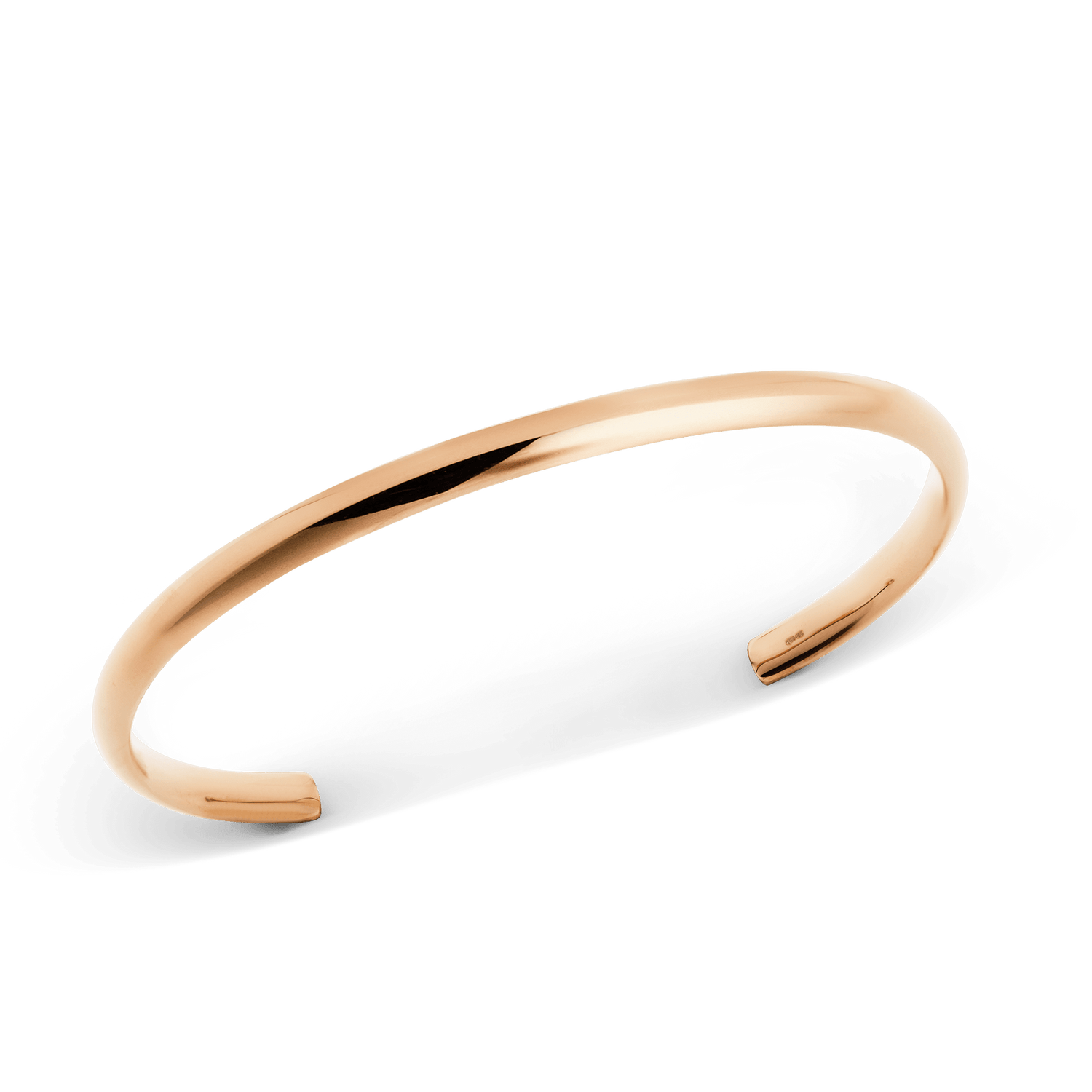 Arch Cuff Rose Gold 4mm features a slim, open-ended design with a polished rose gold finish and softly rounded edges, offering a modern and minimalist look suitable for everyday wear.