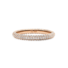 Pavé Ring Rose Gold 3 mm with a slim rose gold band, featuring three rows of finely set white cubic zirconia crystals for a subtle, elegant sparkle.