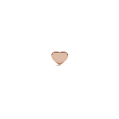 Petite heart-shaped stud earring in rose gold with a smooth, minimalist finish, ideal for everyday wear or pairing with other rose gold jewellery.
