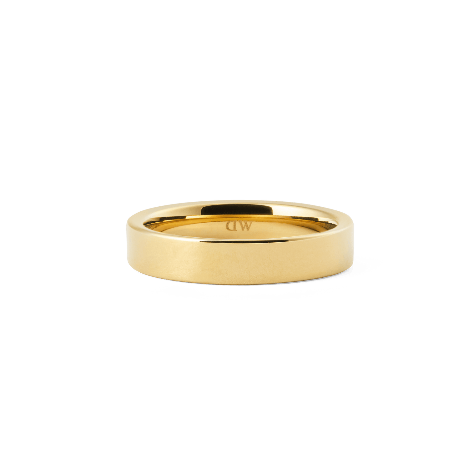 Line Ring Polished Gold 4.5mm featuring a sleek, flat band with a high-polish gold finish, crafted from stainless steel and designed for comfortable daily wear.