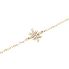 Close-up of the Mirelle Star Bracelet Gold showing a fine gold chain with a star-shaped charm set with sparkling white cubic zirconia stones, highlighting its delicate and modern design.