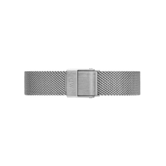 Sterling Strap Silver mesh watch strap in stainless steel, featuring a fine woven texture and a sturdy fold-over clasp, ideal for updating your timepiece with a modern, comfortable fit.