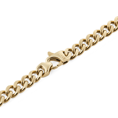 Detail of the Ellipse Cuban Chain Necklace Gold showing the polished gold-plated Cuban links and the robust lobster clasp for secure fastening.