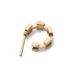 Daniel Wellington 3-Link Earrings Gold shown from above, highlighting the geometric open link design and polished gold finish with a secure stud closure.