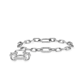 Crystal Link Bracelet & Ring Silver Set featuring chunky silver chain links and pavé crystal-encrusted accents, displayed against a plain background to highlight the sculptural design and sparkling details.