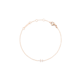 Crystal Zodiac Chain Bracelet Rose Gold with a fine rose gold chain, adjustable sizing rings, and a sparkling crystal Sagittarius zodiac pendant.