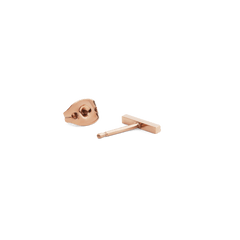 Crystal Bar Stud Rose Gold earring shown with its butterfly back, highlighting the slim rose gold bar and minimalist post design for secure, comfortable wear.