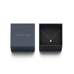 Pavé Crystal Pendant Necklace Silver presented in a sleek Daniel Wellington gift box, highlighting the sparkling pavé ball pendant and elegant silver chain as a stylish gifting option.