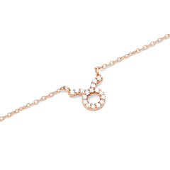 Crystal Zodiac Chain Necklace Rose Gold with a Taurus zodiac pendant, set with sparkling crystals on a fine rose gold chain for a refined, personal touch.