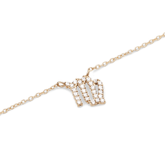 Gold chain necklace featuring a Virgo zodiac pendant set with sparkling crystals, crafted in stainless steel with PVD gold plating for a refined, elegant look.