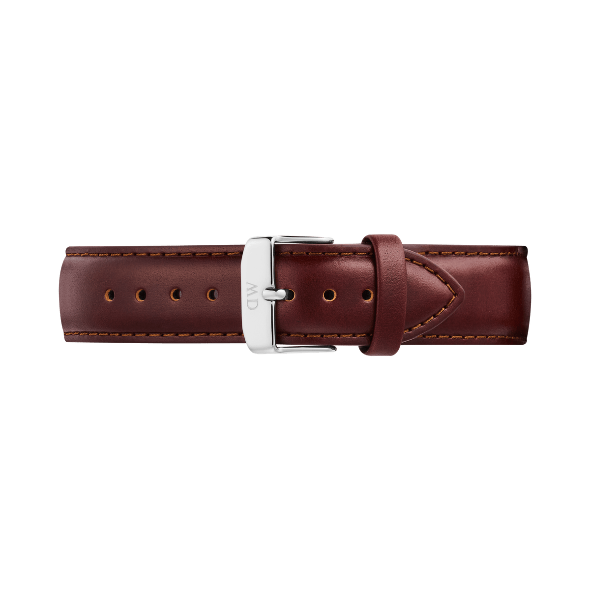 Brown leather Tapered St Mawes Strap Silver with subtle stitching and a polished silver stainless steel buckle, designed for a 21mm fit and suitable for both casual and formal wear.