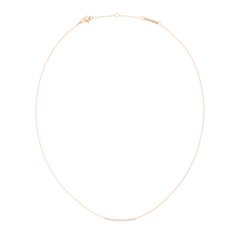 Delicate rose gold necklace featuring a slender bar pendant set with sparkling white cubic zirconia crystals, displayed on a fine adjustable chain.