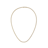 Gold mesh chain necklace with a subtle shine and bold width, featuring a secure lobster clasp and a smooth, modern design suitable for both casual and formal wear.