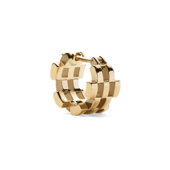 Daniel Wellington 5-Link Earrings Gold featuring a bold, geometric open link design in polished gold-tone stainless steel, shown in close-up to highlight the detailed craftsmanship and unique structure.