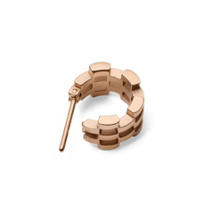 Daniel Wellington 5-Link Earring Rose Gold shown from above, highlighting the open link pattern, mini hoop shape, and polished rose gold finish.
