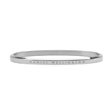 Classic Bangle Silver featuring a polished stainless steel finish and minimalist design, with the Daniel Wellington logo engraved along the edge.
